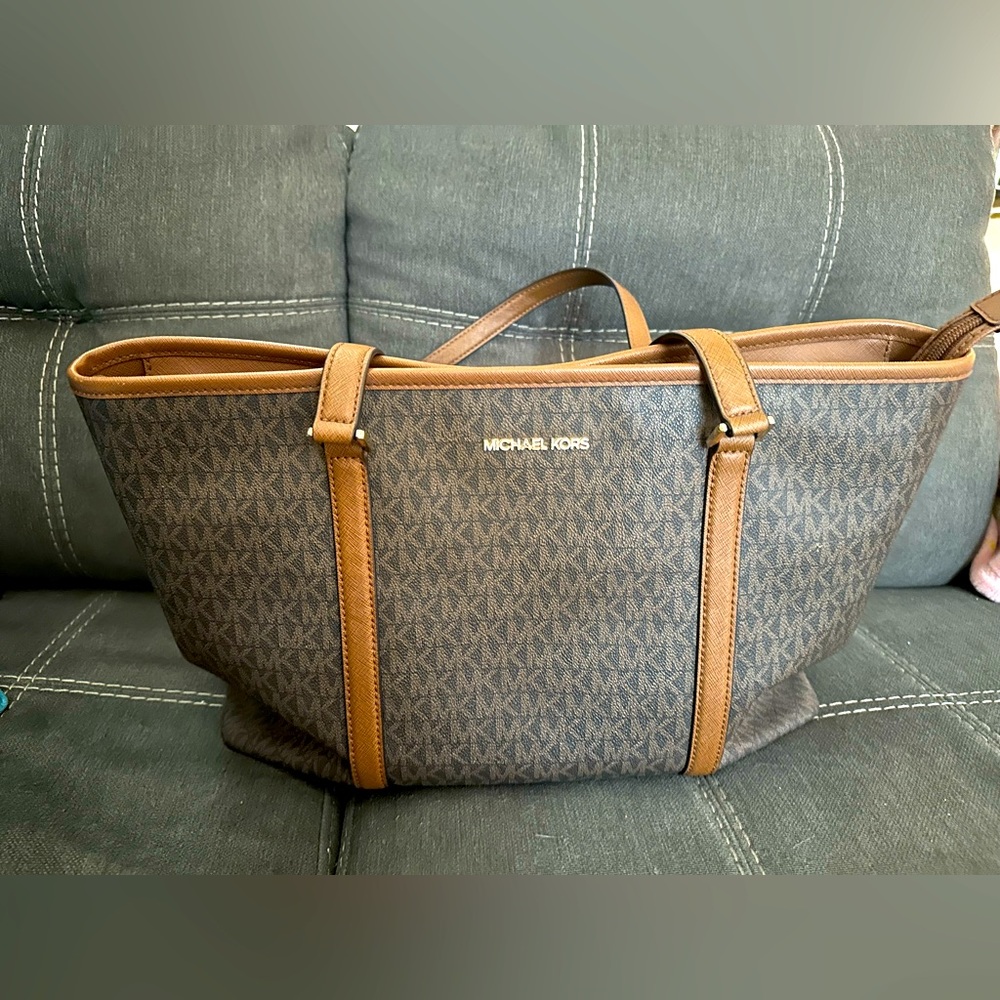Michael Kors Brown and Tan Signature Tote
